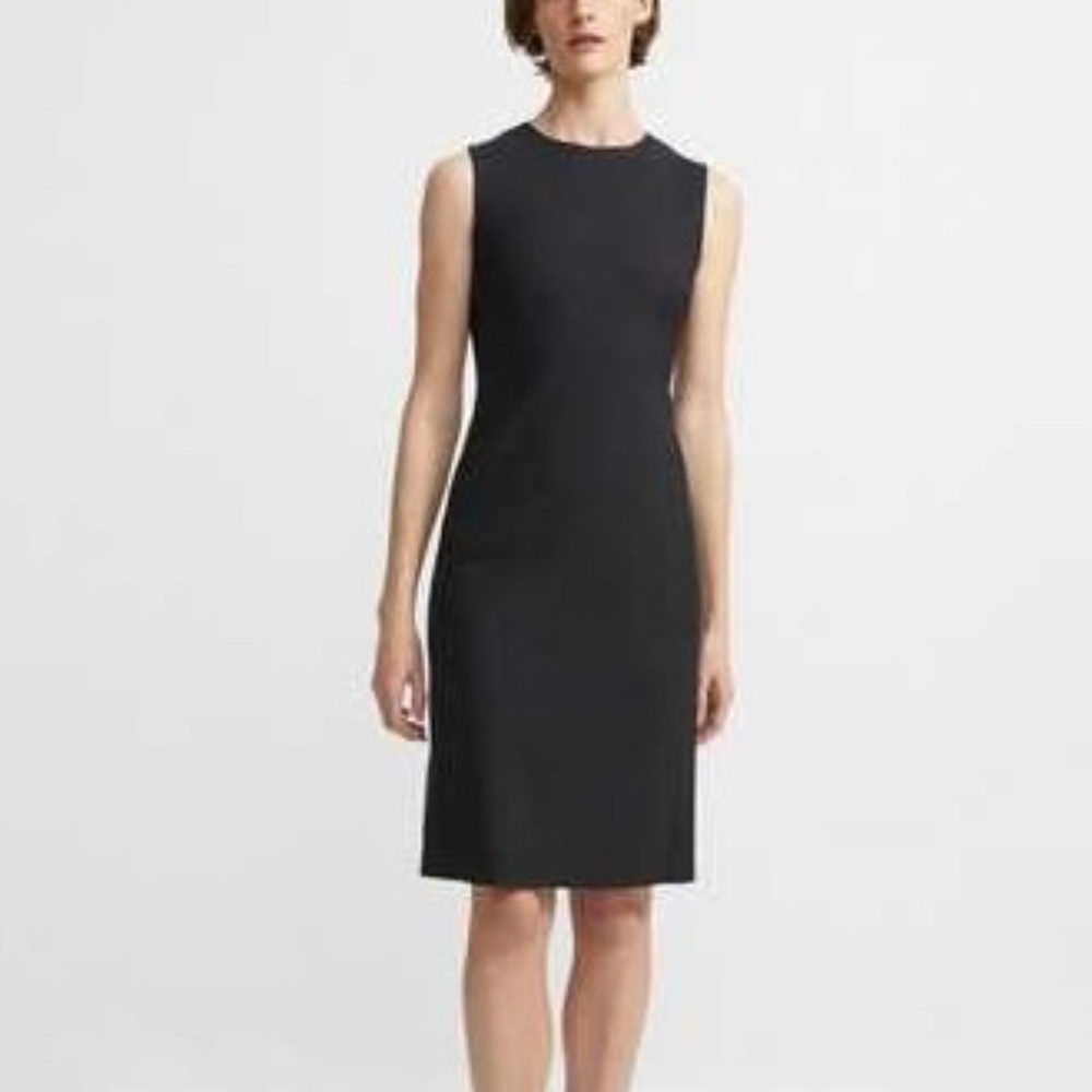 Like New [Theory] Designer Structured Sleeveless Black Midi Knee Dress | XS · 2